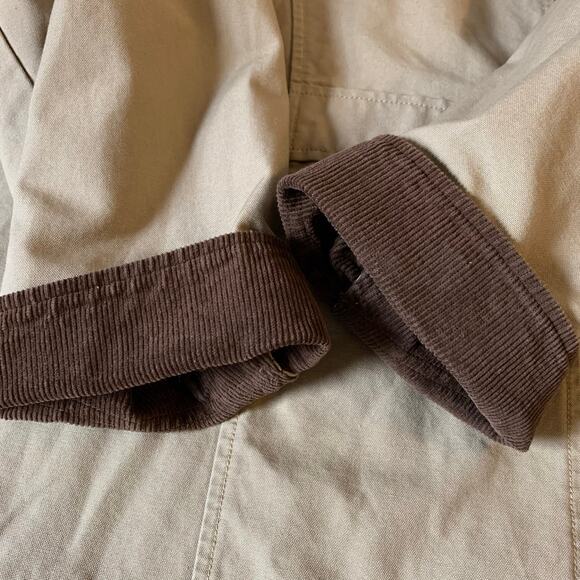 LL Bean Adirondack Barn Coat, Flannel-Lined Women's 2X Dark Khaki Corduroy Trim - Picture 4 of 8